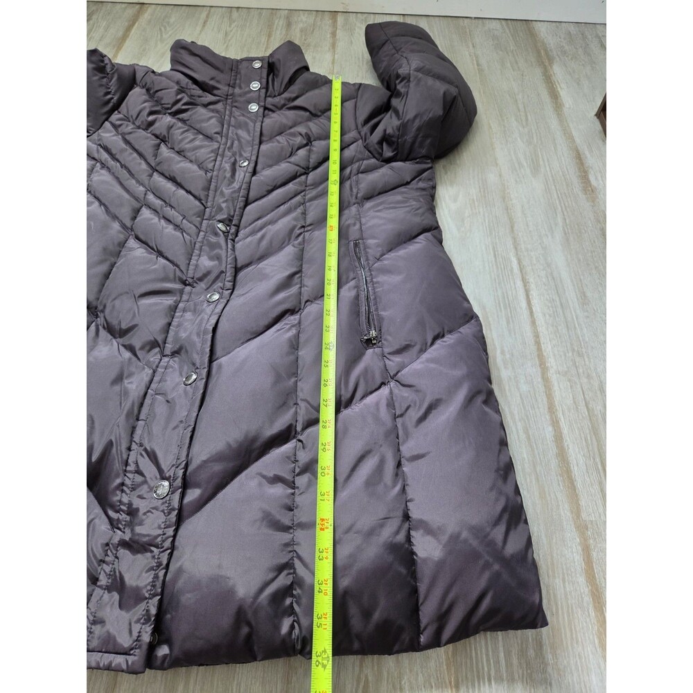London Fog Womens Down Puffer Coat Plum Purple Snap Zip Jacket Size M EUC - Picture 5 of 11